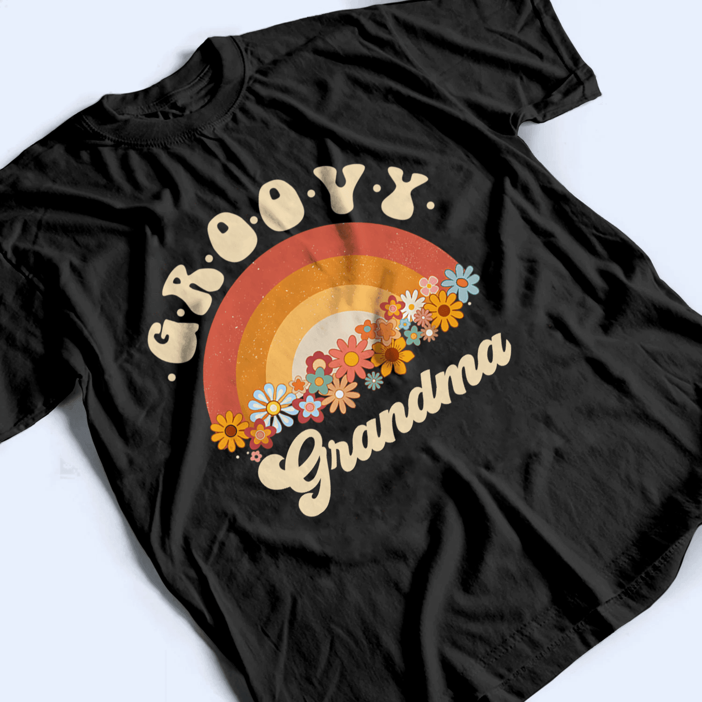 Groovy Grandma - Personalized Custom T Shirt - Birthday, Loving, Funny Gift for Grandma/Nana/Mimi, Mom, Wife, Grandparent