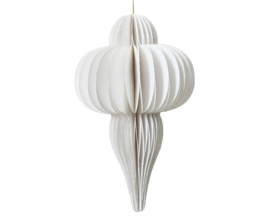Finial Honeycomb Paper Ornament - 16 Inch -  White