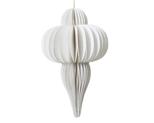 Finial Honeycomb Paper Ornament - 16 Inch -  White