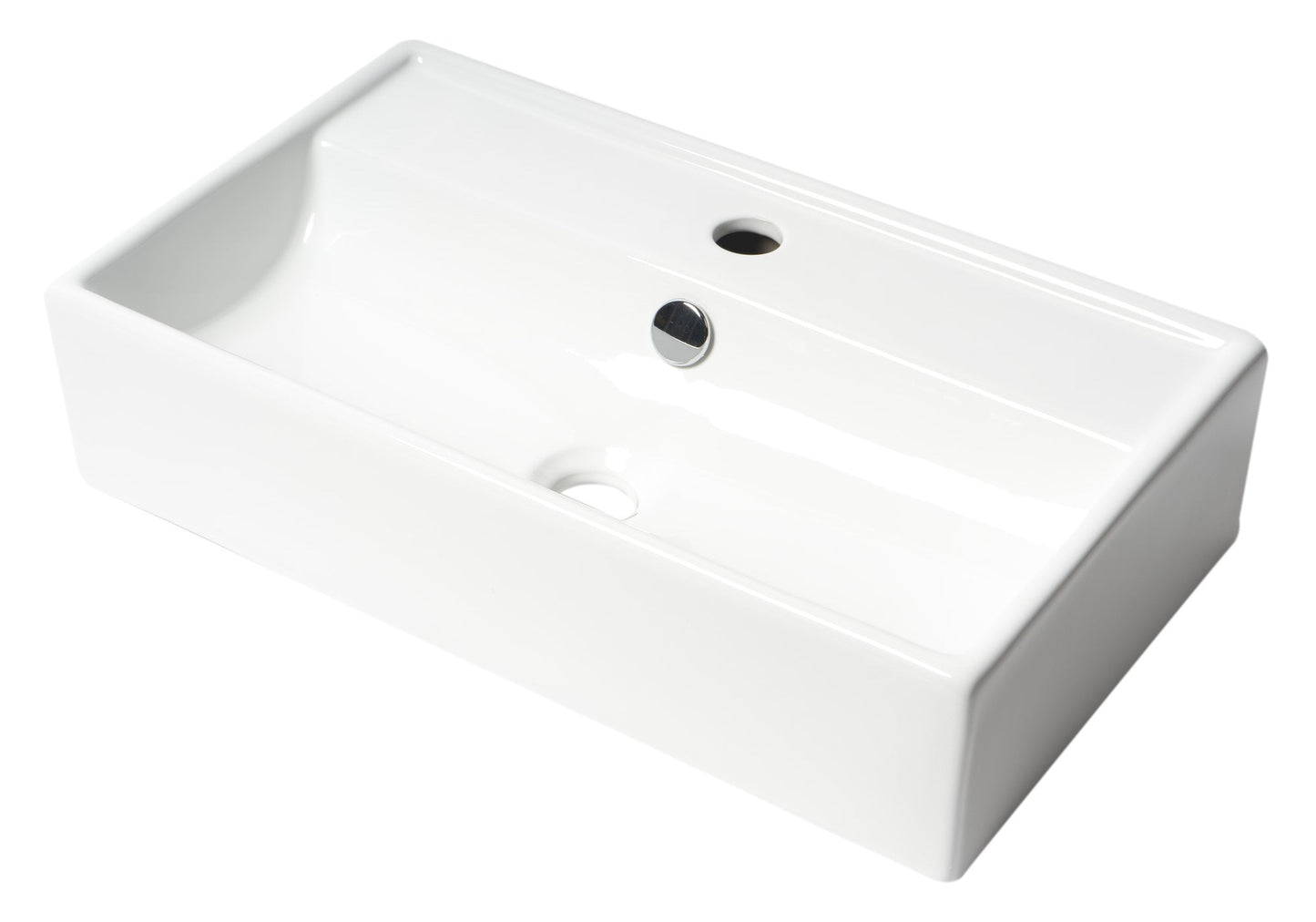 ALFI brand  ABC122 White 22" Rectangular Wall Mounted Ceramic Sink with Faucet Hole