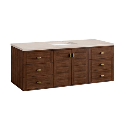 Amberly 60" Single Vanity Cabinet, Mid-Century Walnut