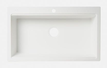 ALFI brand AB3418SBDI 33" Granite Composite Workstation Step Rim Single Bowl Drop In Sink with Accessories