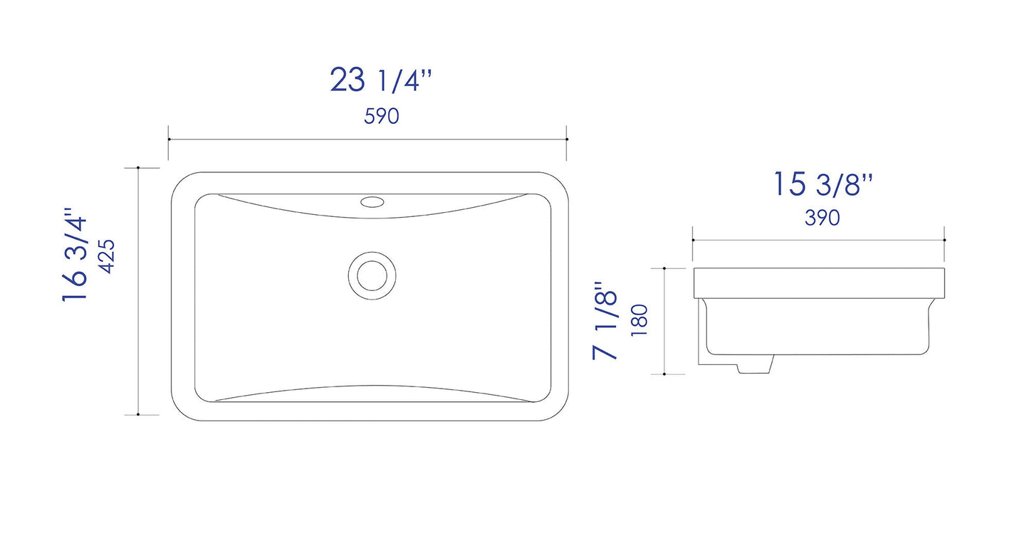 ALFI brand  ABC603 White 24" Rectangular Undermount Ceramic Sink