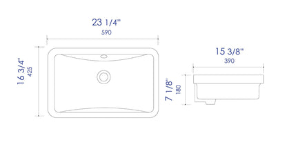 ALFI brand  ABC603 White 24" Rectangular Undermount Ceramic Sink