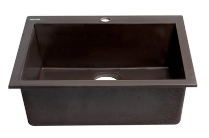 ALFI brand AB2420DI 24" Drop-In Single Bowl Granite Composite Kitchen Sink