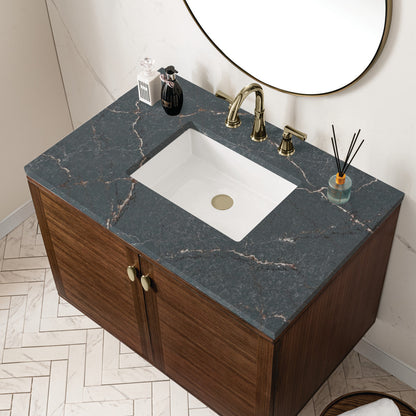 Amberly 36" Single Vanity Cabinet, Mid-Century Walnut