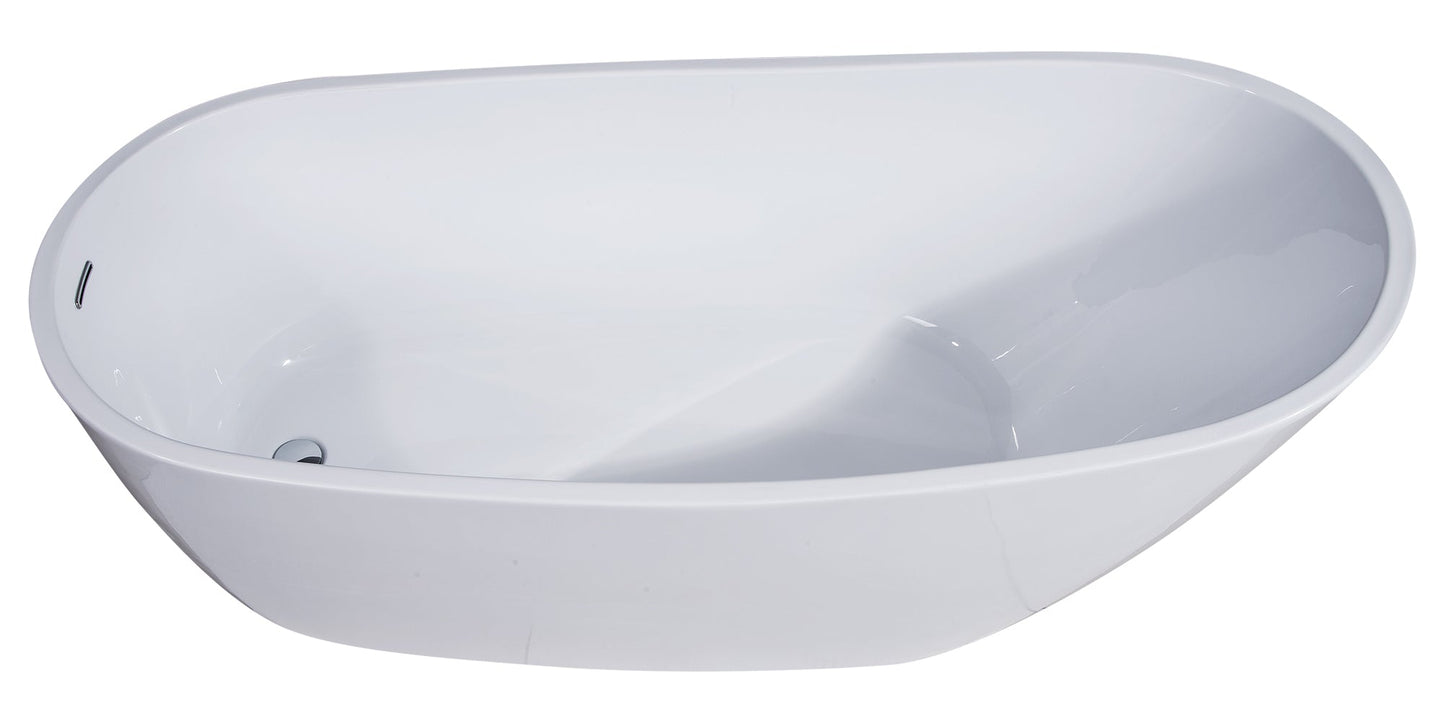 ALFI brand  AB8826 68 inch White Oval Acrylic Free Standing Soaking Bathtub