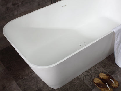 ALFI brand  AB9952 67" White Rectangular Solid Surface Smooth Resin Soaking Bathtub