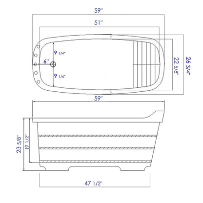 ALFI brand  AB1148 59" Free Standing Wooden Bathtub with Chrome Tub Filler