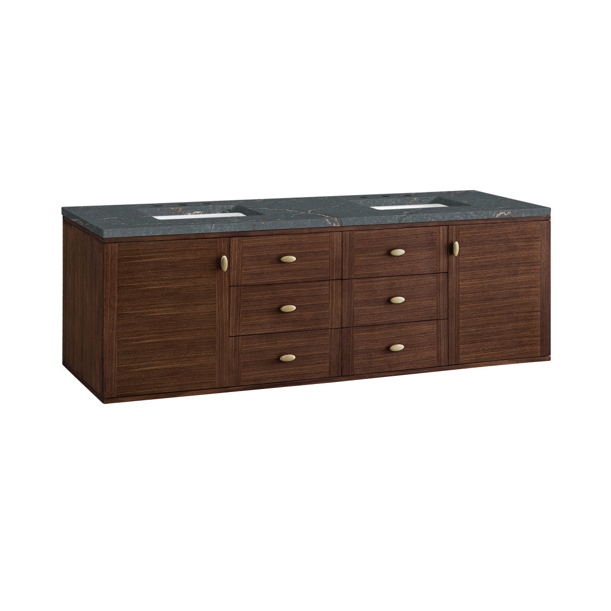 Amberly 72" Double Vanity Cabinet, Mid-Century Walnut