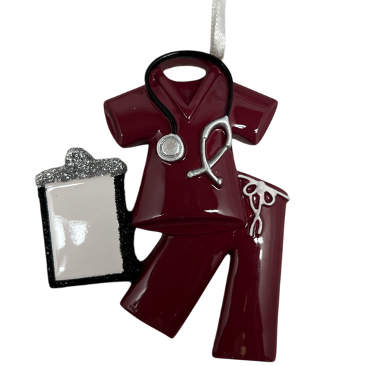 Occupation Scrubs Ornament - Burgundy