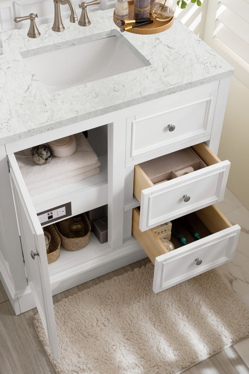 De Soto 36" Single Vanity Cabinet, Bright White