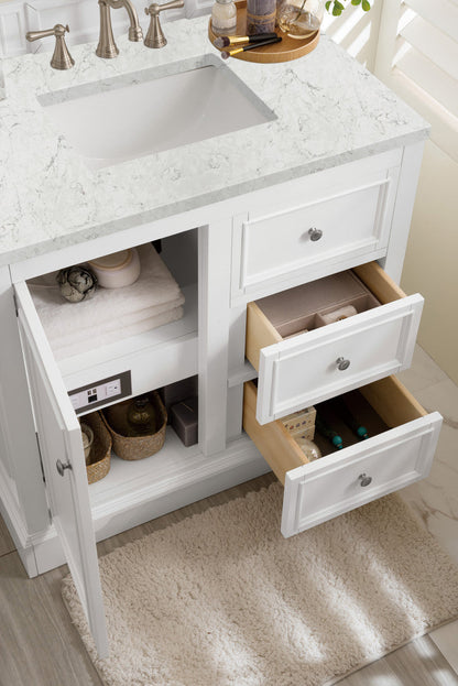 De Soto 36" Single Vanity Cabinet, Bright White