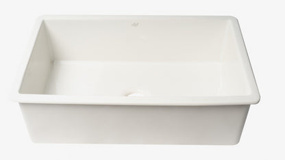 ALFI brand ABF3219SUD 32" x 19" Fireclay Single Bowl Undermount / Drop In Kitchen Sink w Grid
