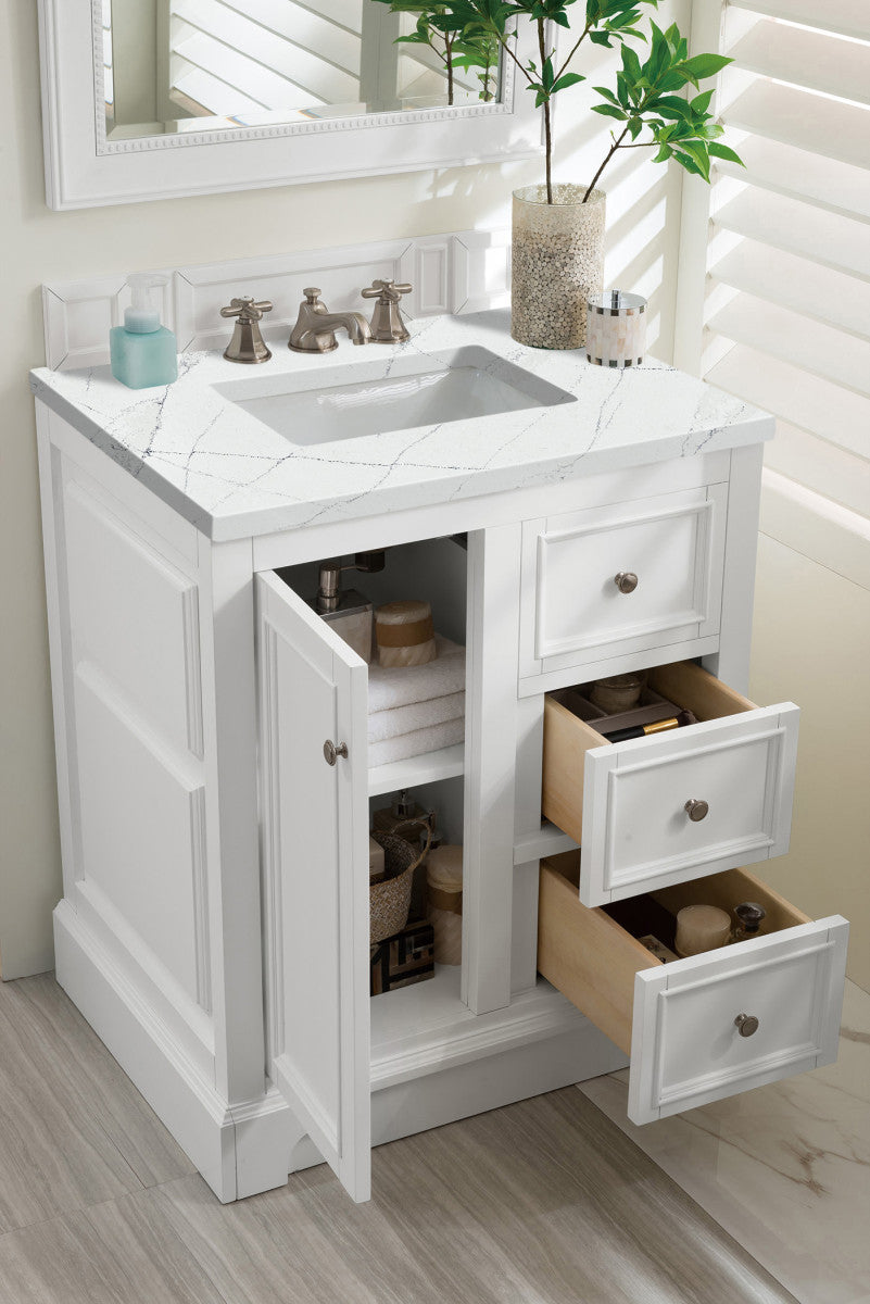 De Soto 30" Single Vanity Cabinet, Bright White