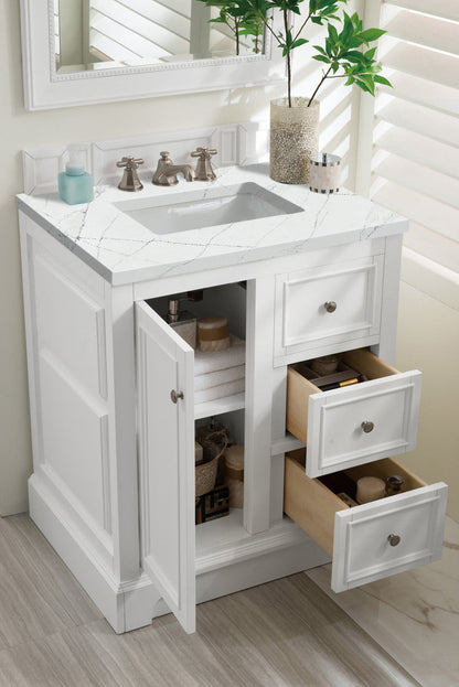 De Soto 30" Single Vanity Cabinet, Bright White