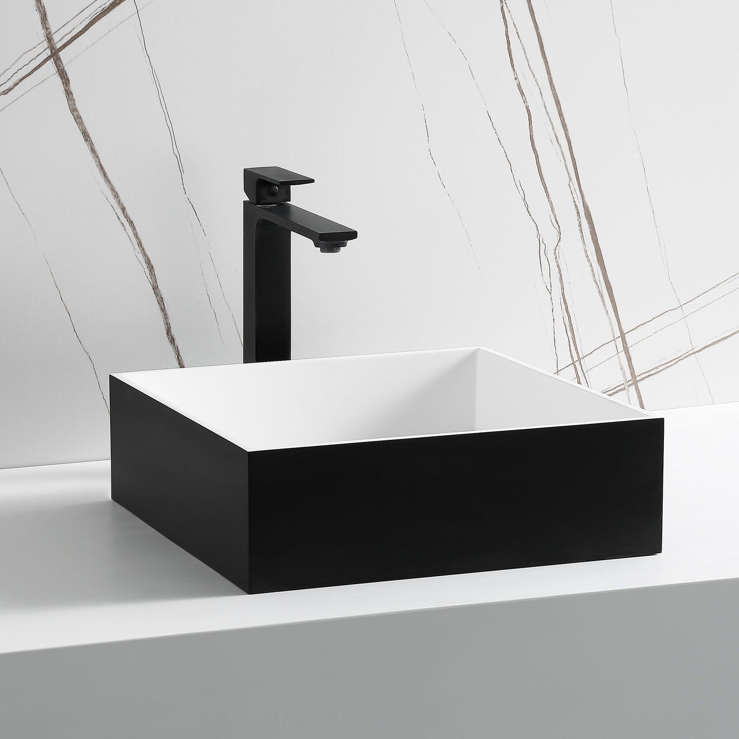 ALFI brand  ABRS14SBM Black Matte 14" Square Solid Surface Resin Sink