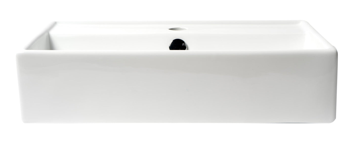 ALFI brand  ABC122 White 22" Rectangular Wall Mounted Ceramic Sink with Faucet Hole