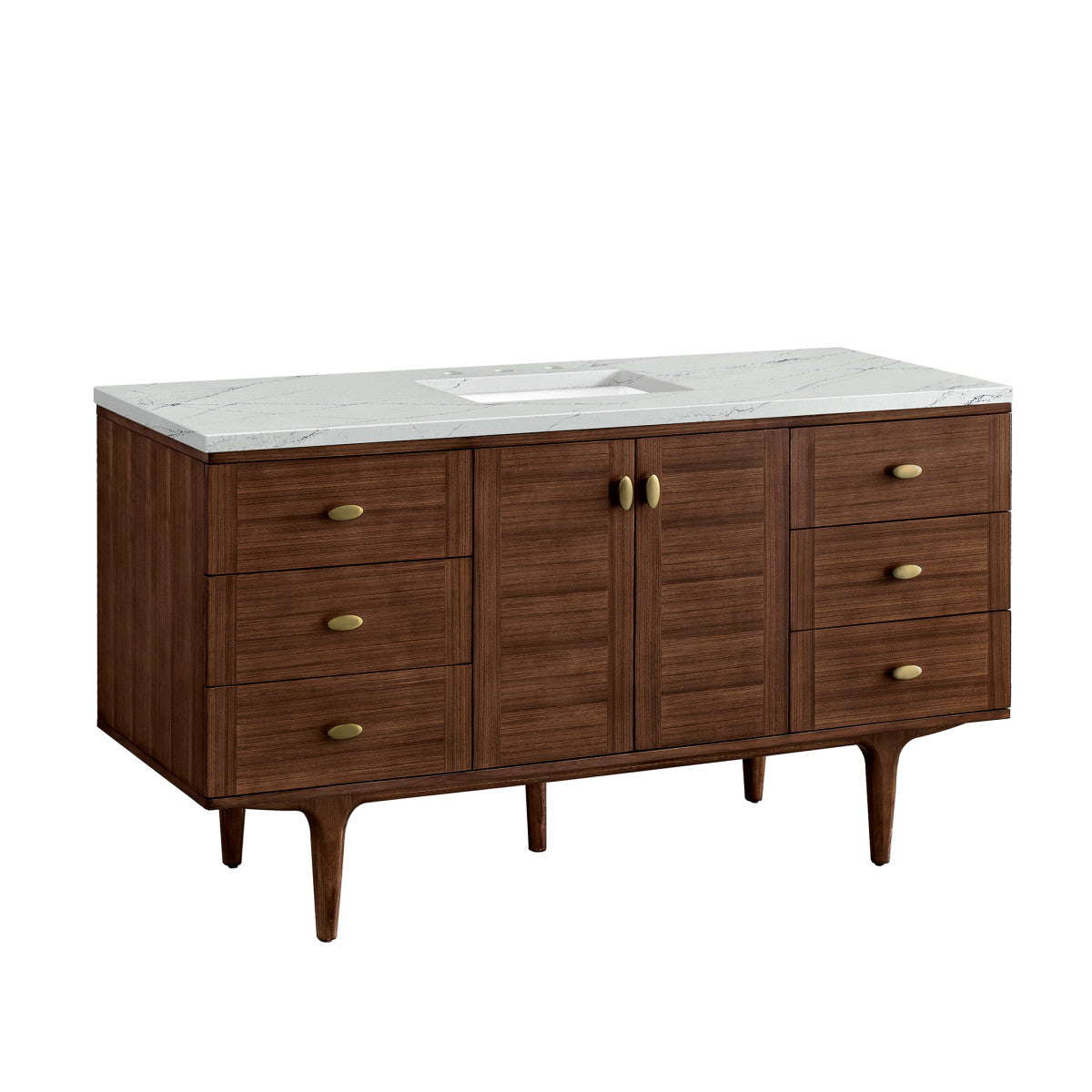 Amberly 60" Single Vanity Cabinet, Mid-Century Walnut