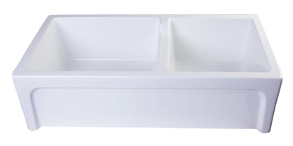 ALFI brand AB3618ARCH Arched Apron Thick Wall Fireclay Double Bowl Farm Sink
