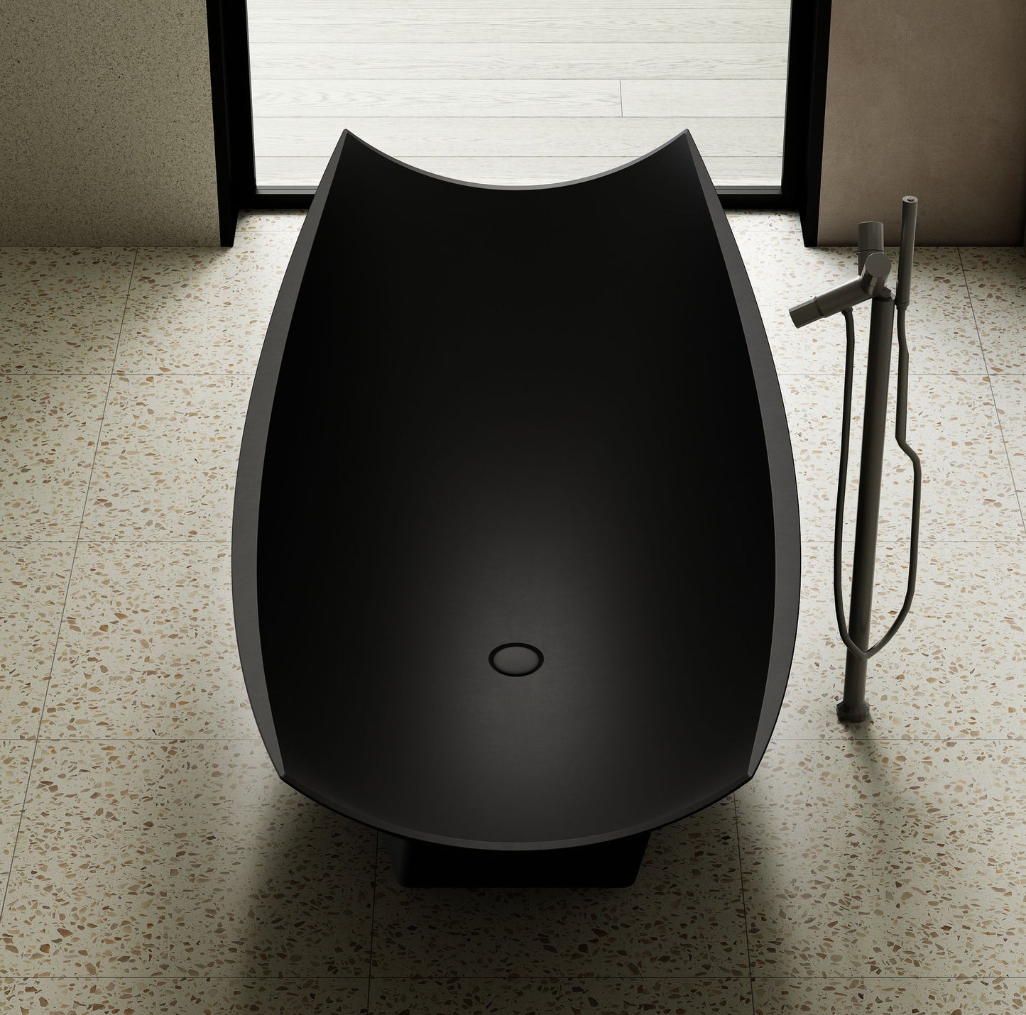 ALFI brand  AB9992BM Black Matte 71" Solid Surface Resin Free Standing Hammock Style Bathtub
