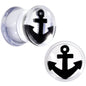 Clear Acrylic Black Anchor Saddle Plug Set 6mm to 20mm