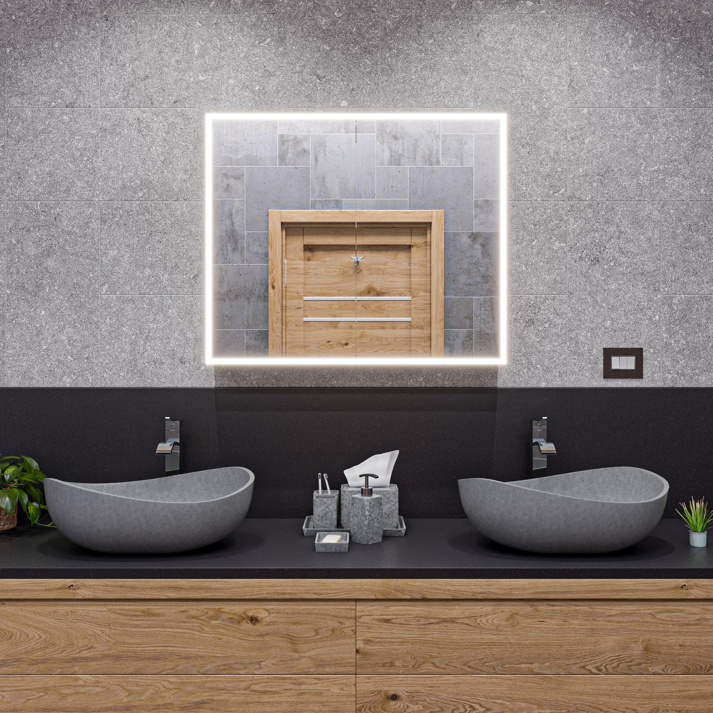 ALFI brand  ABCO23O 23" Solid Concrete Wavy Oval Above Mount Vessel Sink