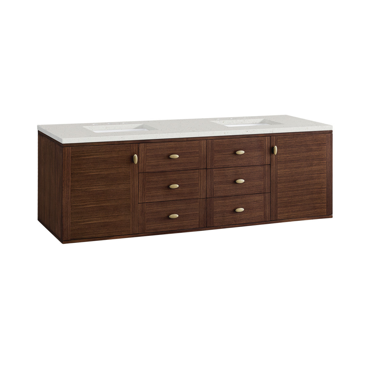 Amberly 72" Double Vanity Cabinet, Mid-Century Walnut