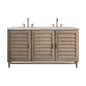 Portland 60" Double Vanity Cabinet, Whitewashed Walnut