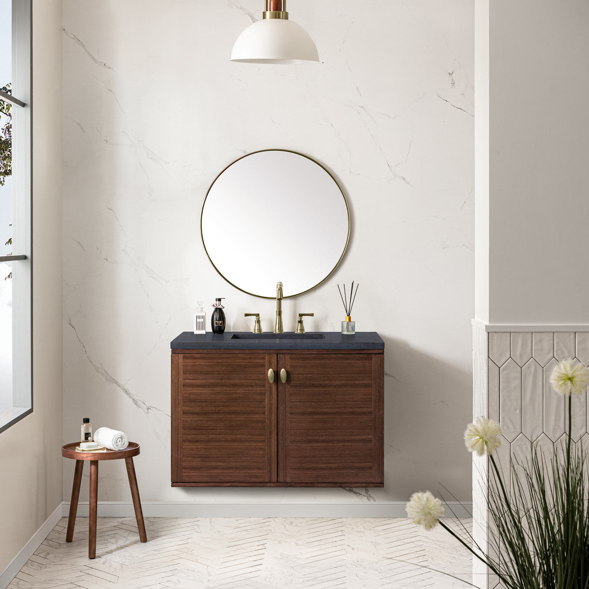Amberly 36" Single Vanity Cabinet, Mid-Century Walnut