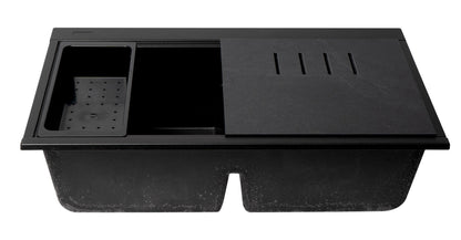 ALFI brand AB3418DBUM 33" Granite Composite Workstation Step Rim Double Bowl Undermount Sink with Accessories