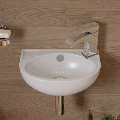 ALFI brand  ABC118 White 14" Small Wall Mounted Ceramic Sink with Faucet Hole