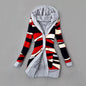 Thick Printed Hooded Knitted Cardigan Jacket