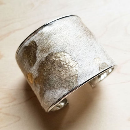 Hair-on-Hide Metallic Leather Cuff – Premium Designer Bracelet