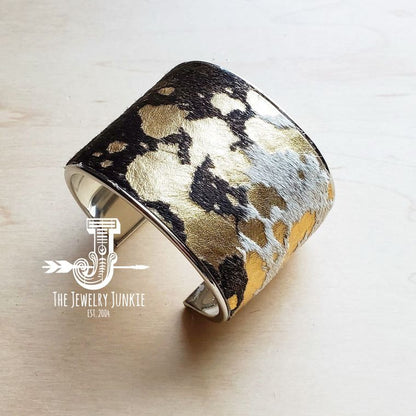 Hair-on-Hide Metallic Leather Cuff – Premium Designer Bracelet