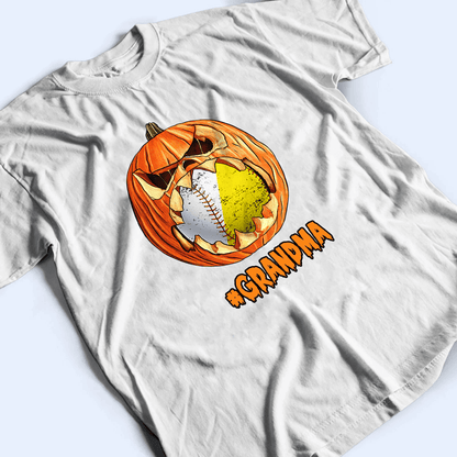 Halloween Pumpkin Sport -  Personalized Custom T Shirt - Gift for Sport Grandma/Nana/Mimi, Mom, Wife, Grandparent, Granddaughter