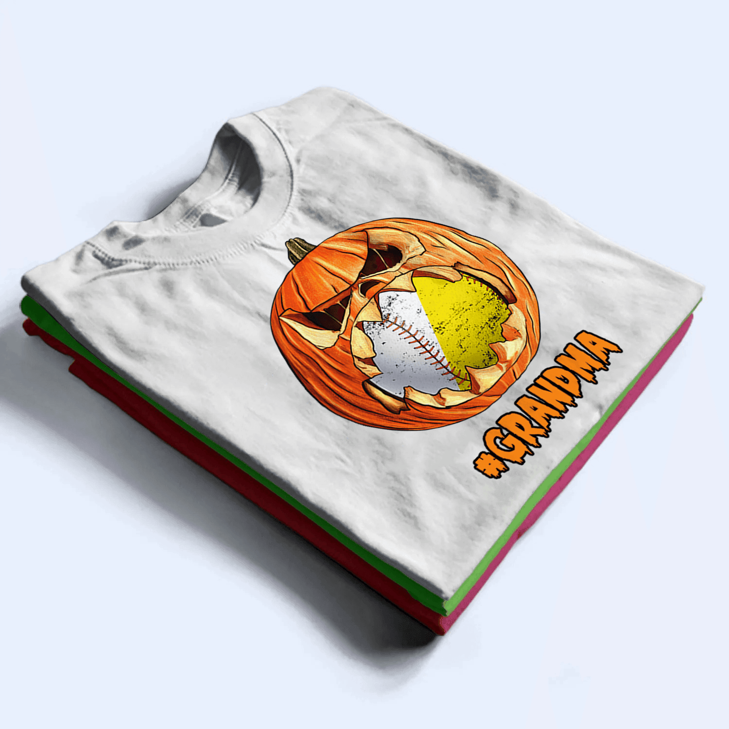 Halloween Pumpkin Sport -  Personalized Custom T Shirt - Gift for Sport Grandma/Nana/Mimi, Mom, Wife, Grandparent, Granddaughter