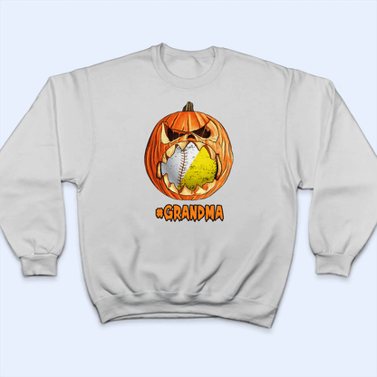 Halloween Pumpkin Sport -  Personalized Custom T Shirt - Gift for Sport Grandma/Nana/Mimi, Mom, Wife, Grandparent, Granddaughter