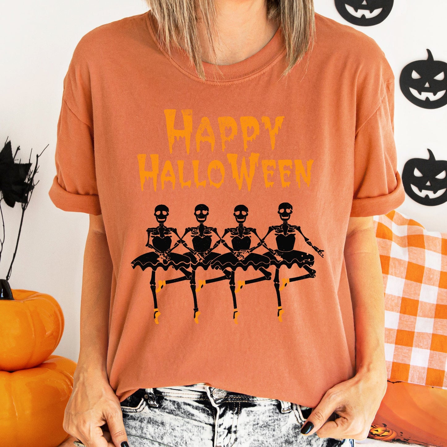 Happy Halloween Ballerinas Retro Halloween Comfort Colors Tshirt