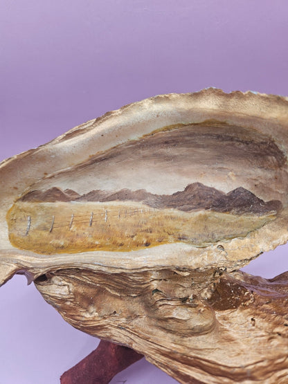 Hand-Painted Oyster Shells with Wooden Stands – Unique Coastal Art by Local Artist