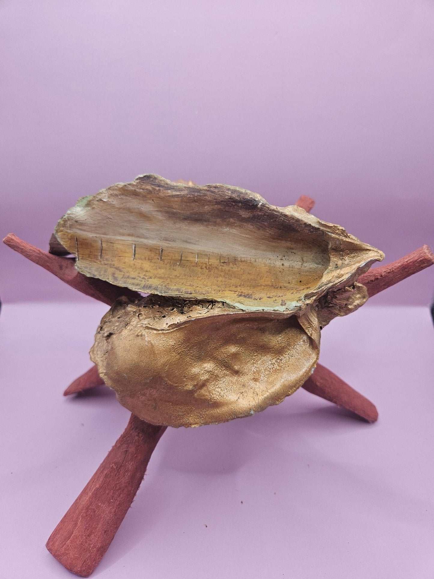 Hand-Painted Oyster Shells with Wooden Stands – Unique Coastal Art by Local Artist