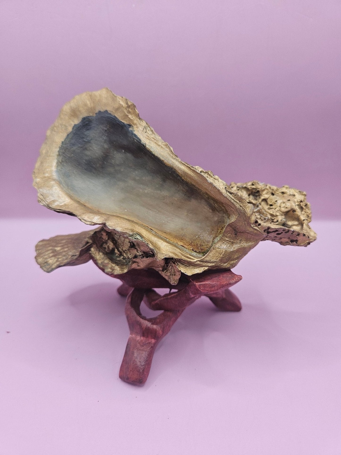 Hand-Painted Oyster Shells with Wooden Stands – Unique Coastal Art by Local Artist