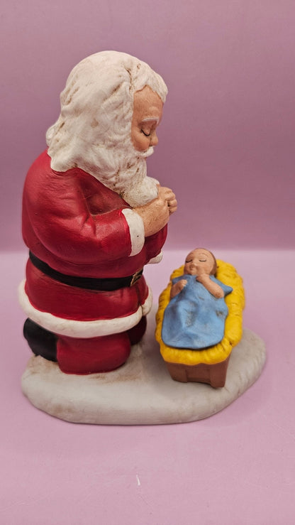 Hand-Painted Spirit of Christmas Santa Figurine - 5.75x5 Nativity Scene