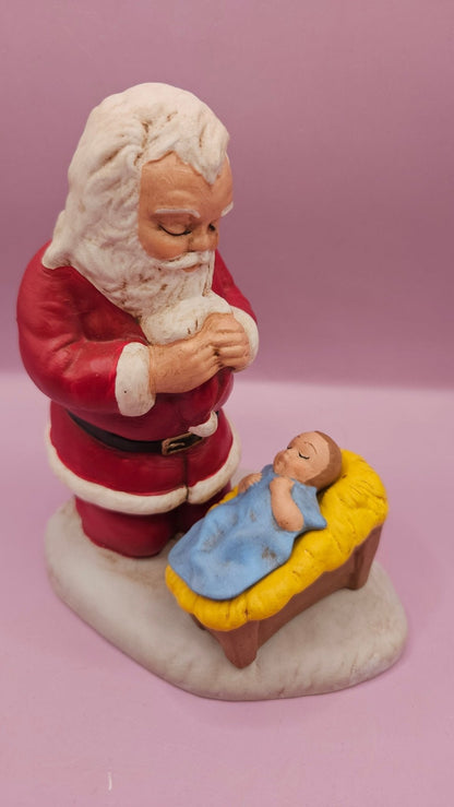Hand-Painted Spirit of Christmas Santa Figurine - 5.75x5 Nativity Scene