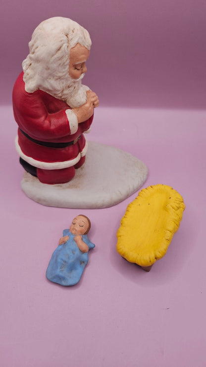 Hand-Painted Spirit of Christmas Santa Figurine - 5.75x5 Nativity Scene