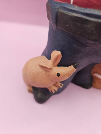 Hand-Painted Texas Ceramic Santa – Handmade Holiday Decor (8.5"x6")