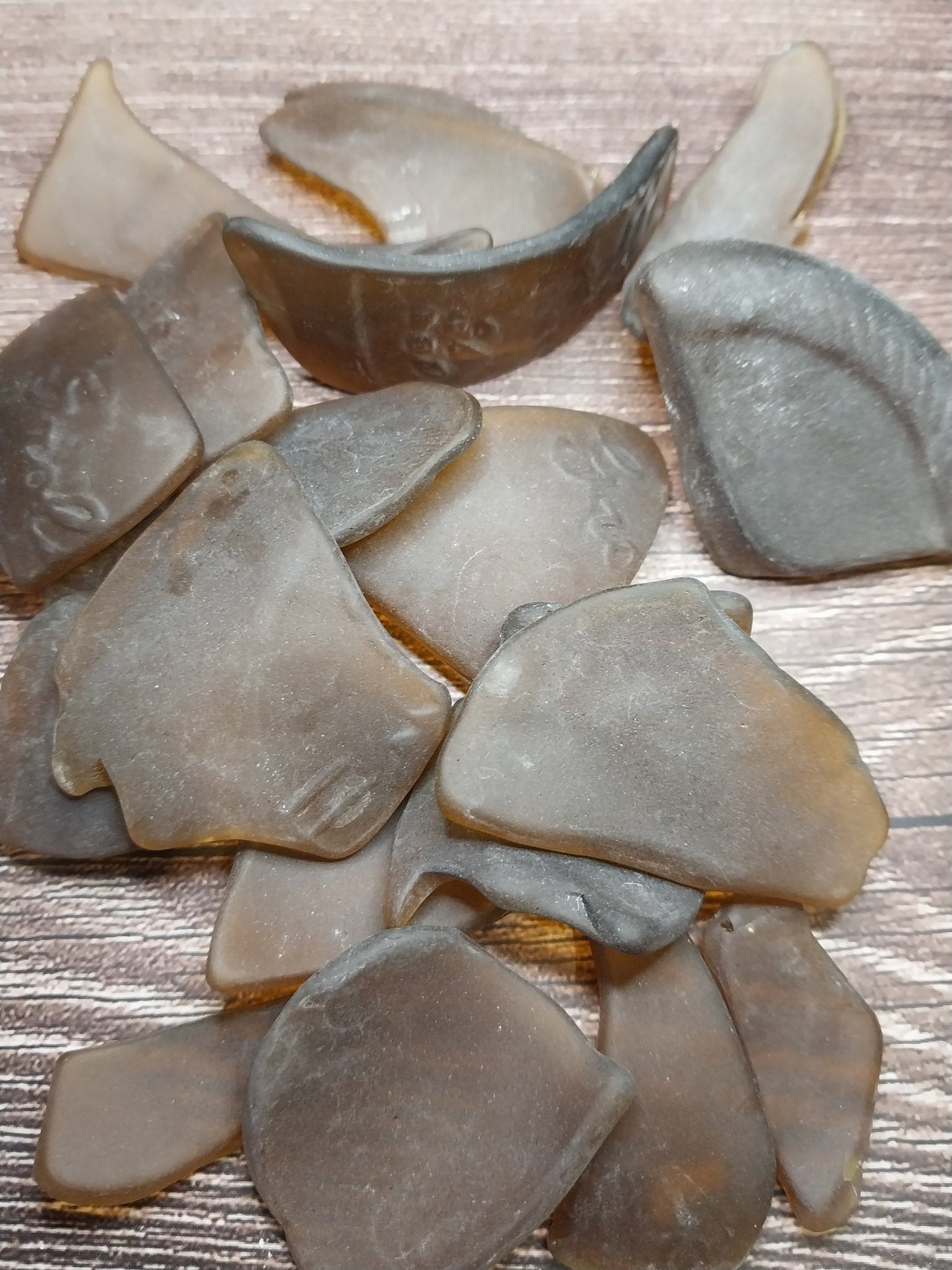 Hand Tumbled Seaglass Brown Colors of Frosted Dark Amber