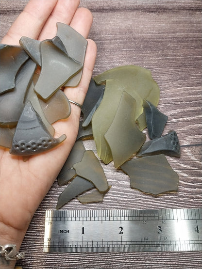 Hand Tumbled Seaglass Olive Colors of Frosted Green