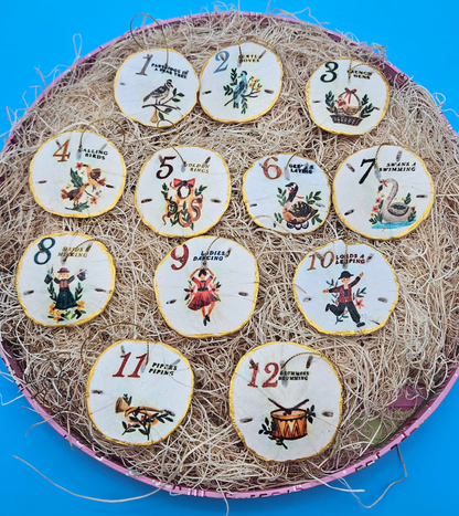 Christmas Ornament Set – Coastal & Traditional Sand Dollar “12 Days of Christmas” Handcrafted Holiday Decor