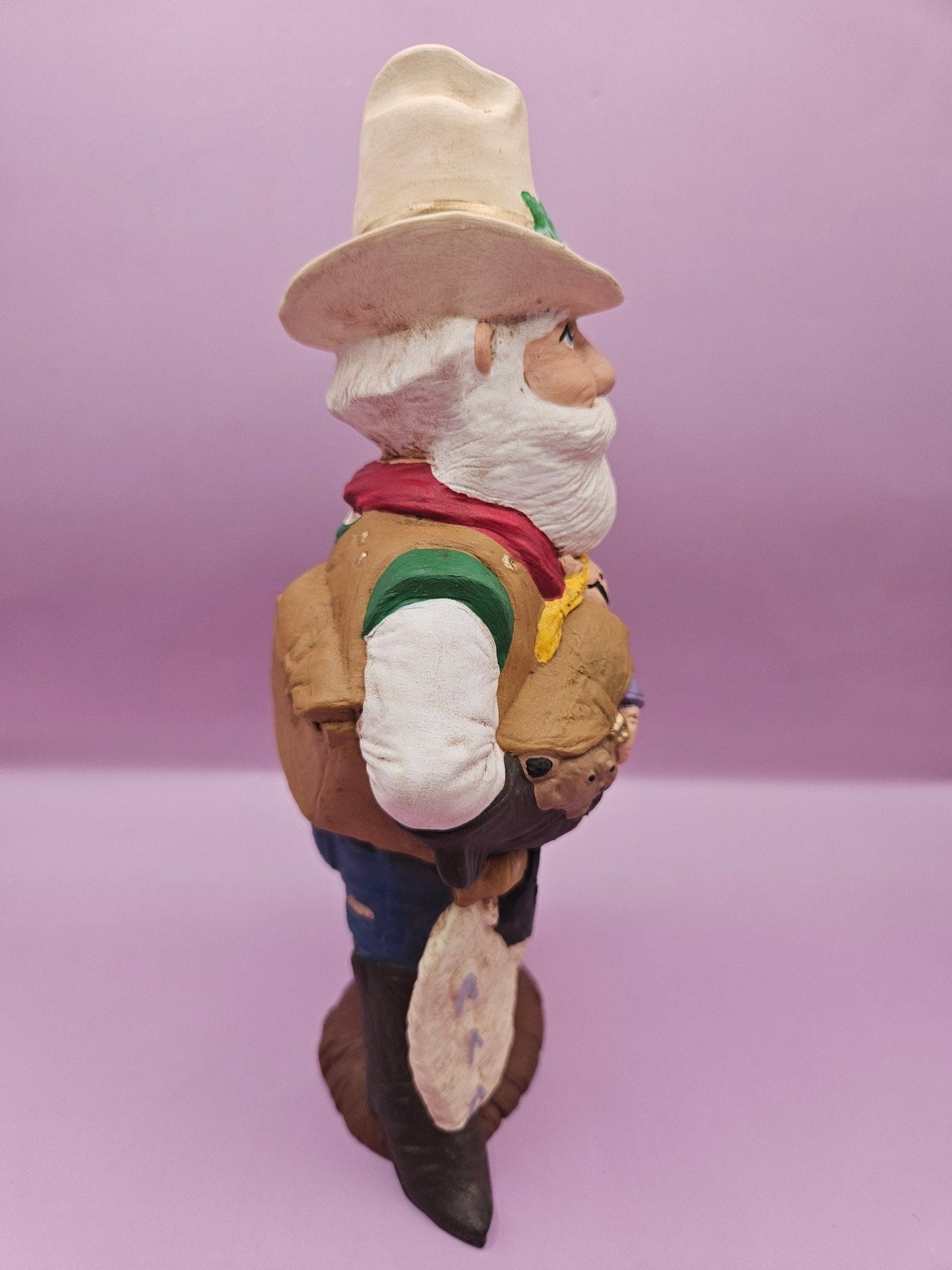 Handmade Western Santa – Hand-Painted Ceramic Christmas Decor (8.5"x4")